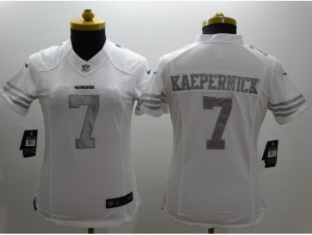 Nike Women San Francisco 49ers #7 colin kaepernick Platinum White Jerseys