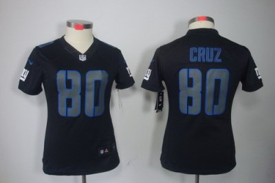 Women NEW NFL New York Giants #80 Victor Cruz black jerseys(impact limited)