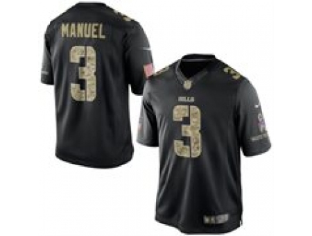 Nike Buffalo Bills 3 EJ Manuel Black Limited Salute To Service NFL Jersey