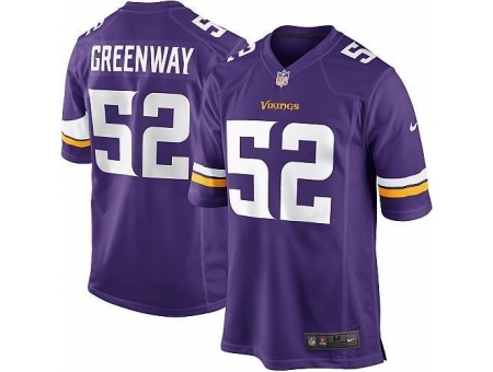 Nike Minnesota Vikings 52 Chad Greenway Purple Game NFL Jersey