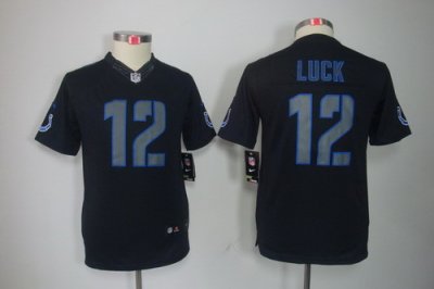 Youth Nike Indianapolis Colts #12 Andrew Luck Black Jerseys[Impact Limited]