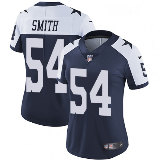 Womens Nike Dallas Cowboys 54 Jaylon Smith Navy Blue Throwback Alternate Vapor Untouchable Limited P