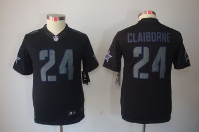 Youth Dallas Cowboys #24 Morris Claiborne Black Jerseys[Impact L