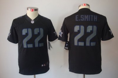 Youth Nike Dallas Cowboys 22# E.SMITH Black Jerseys[Impact Limited]