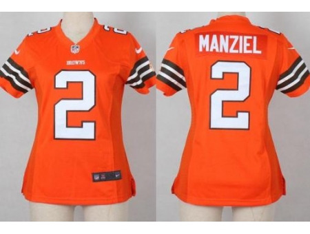 Women Nike Cleveland Browns #2 Johnny Manziel Orange NFL Jerseys