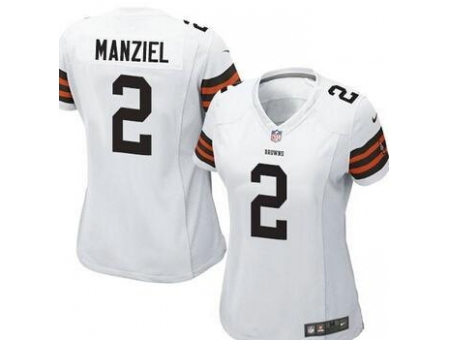 Women Nike Cleveland Browns #2 Johnny Manziel White NFL Jerseys