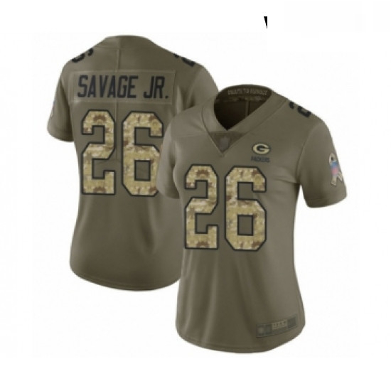 Womens Green Bay Packers 26 Darnell Savage Jr Limited Olive Camo 2017 Salute to Service Football Jer