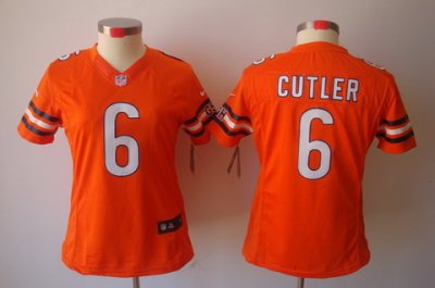 Women Nike Chicago Bears 6 Cutler Orange Color[NIKE LIMITED Jersey]