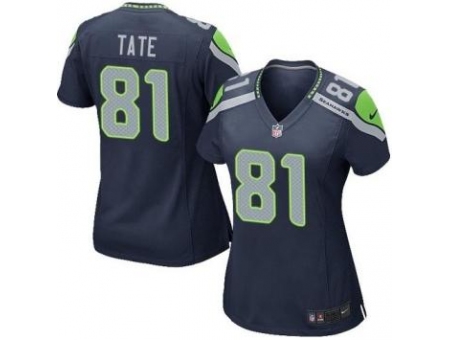 Women Nike Seattle Seahawks 81 Golden Tate Blue Jerseys