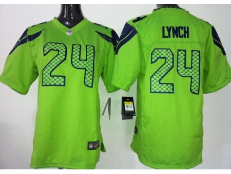 Youth Nike Seattle Seahawks 24 Marshawn Lynch Green Jerseys