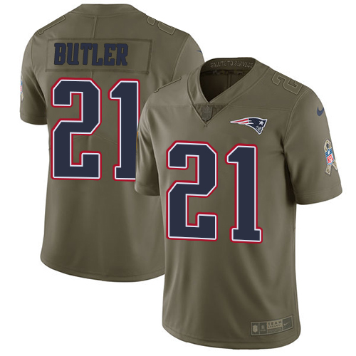 Nike Patriots #21 Malcolm Butler Olive Mens Stitched NFL Limited 2017 Salute To Service Jersey