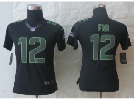 Nike Women Seattle Seahawks #12 Fan Black Jerseys(Impact Limited)