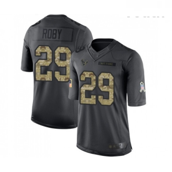 Youth Houston Texans 29 Bradley Roby Limited Black 2016 Salute to Service Football Jersey