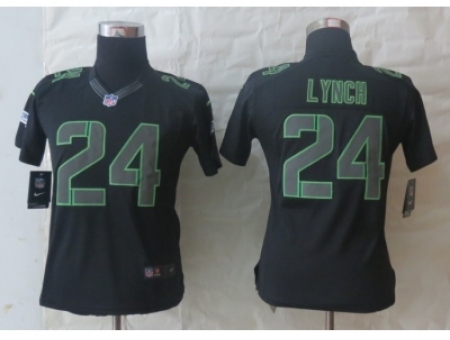 Nike Women Seattle Seahawks #24 Lynch Black Jerseys(Impact Limited)