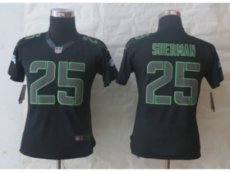 Nike Women Seattle Seahawks #25 Sherman Black Jerseys(Impact Limited)