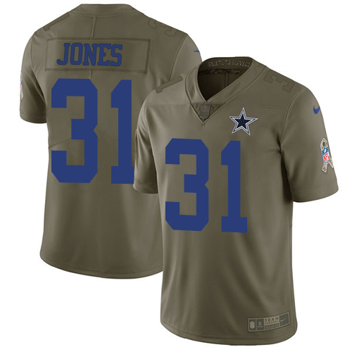 Nike Cowboys #31 Byron Jones Olive Mens Stitched NFL Limited 2017 Salute To Service Jersey