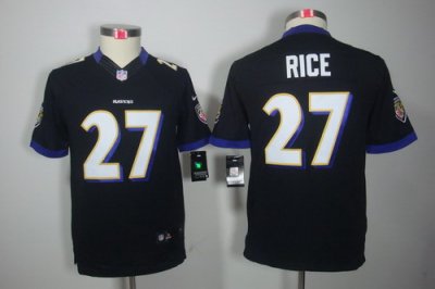 Nike Youth Baltimore Ravens #27 Rice Black Color[Youth Limited J