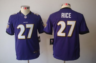 Nike Youth Baltimore Ravens #27 Rice Purple Color[Youth Limited Jerseys]