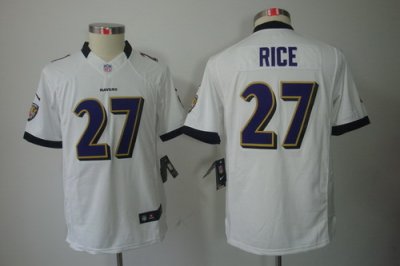 Nike Youth Baltimore Ravens #27 Rice White Color[Youth Limited Jerseys]