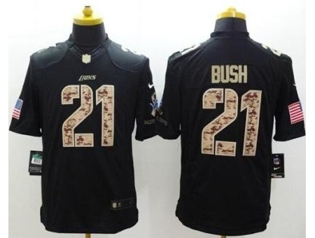 Nike Detroit Lions 21 Reggie Bush Black Limited Salute to Service NFL Jersey