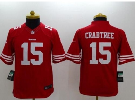 Youth Nike San Francisco 49ers #15 Michael Crabtree Red Team Color Stitched NFL Limited Jersey