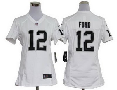 Women Nike Oakland Raiders #12 Jacoby Ford White Nike NFL Jersey