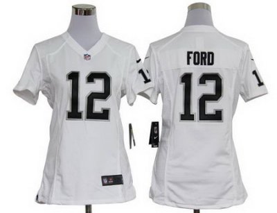 Women Nike Oakland Raiders #12 Jacoby Ford White Nike NFL Jerseys