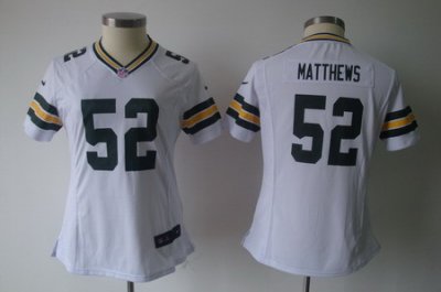 Womens Nike Green Bay Packers 52 Matthews White Nike NFL Jerseys