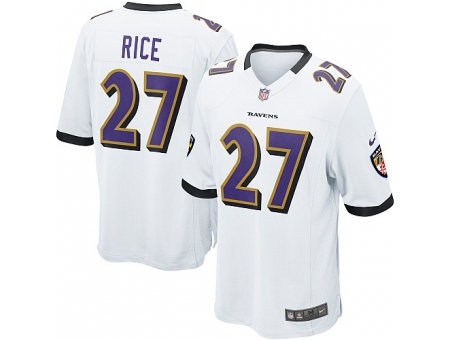 Nike Baltimore Ravens 27 Ray Rice White Game NFL Jersey