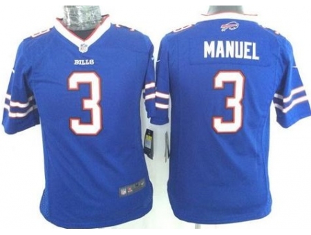 Youth Nike Buffalo Bills 3 E. J. Manuel Royal Blue Team Color Stitched NFL Jersey