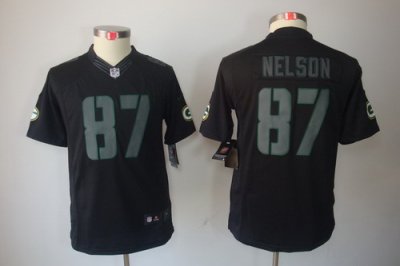 Youth Nike Green Bay Packers #87 Jordy Nelson Black Jerseys[Impact Limited]