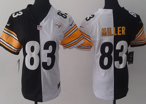 Women Nike Pittsburgh Steelers 83 Heath Miller White Black Split NFL Jerseys