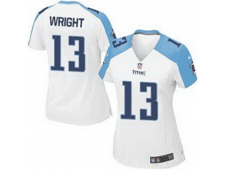 Women Nike Tennessee Titans 13 Kendall Wright White NFL Jerseys