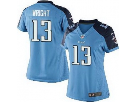 Women Nike Tennessee Titans 13 Kendall Wright Light Blue NFL Jerseys