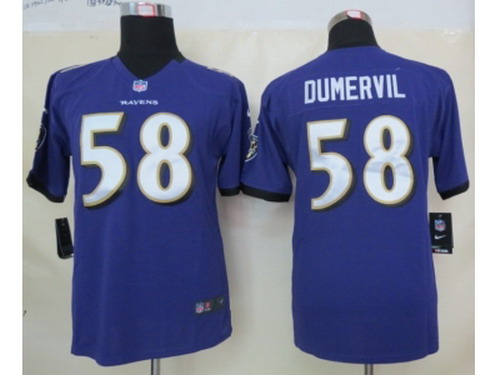 Nike Youth Baltimore Ravens #58 Elvis Dumervil purple jerseys