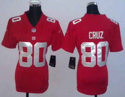 Women NEW New York Giants 80# Victor Cruz Red NFL Jerseys