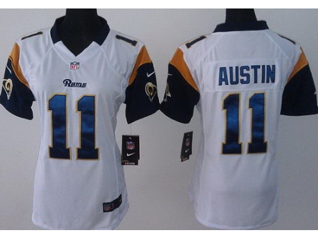 Women Nike St.Louis Rams 11 Tavon Austin White NFL Jerseys