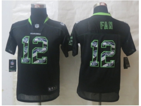 Youth Nike Seattle Seahawks #12 Fan Black Jerseys(Lights Out Stitched)