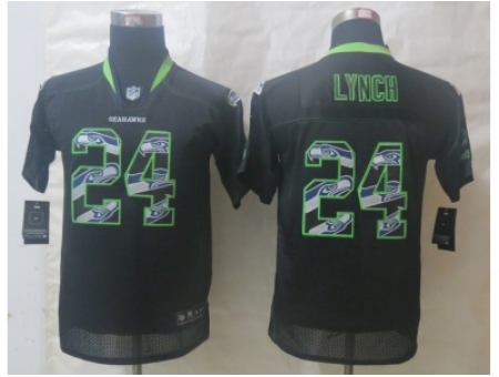 Youth Nike Seattle Seahawks #24 Lynch Black Jerseys(Lights Out S