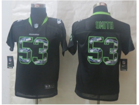 Youth Nike Seattle Seahawks #53 Smith Black Jerseys(Lights Out Stitched)