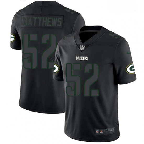 Men Nike Green Bay Packers 52 Clay Matthews Limited Black Rush Impact NFL Jersey