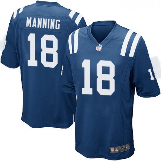 Men Nike Indianapolis Colts 18 Peyton Manning Game Royal Blue Te
