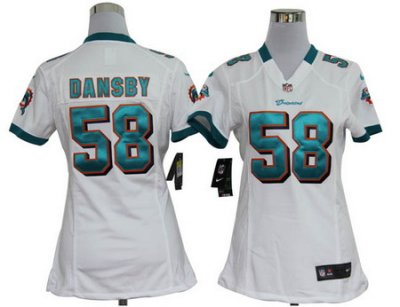 Women Nike Miami Dolphins 58# Karlos Dansby White Jersey