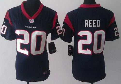 Women Nike Houston Texans 20 Ed Reed Blue NFL Jerseys