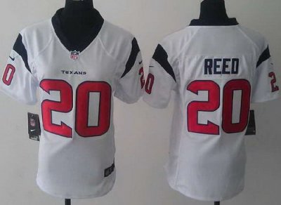 Women Nike Houston Texans 20 Ed Reed White NFL Jerseys