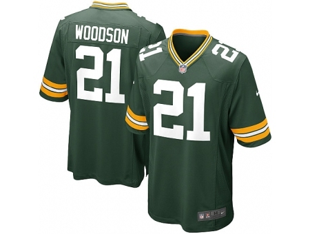 Nike Green Bay Packers 21 Charles Woodson Green Game NFL Jersey