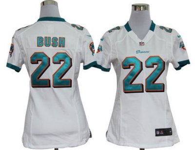 Women Nike Miami Dolphins 22# Reggie Bush White Jersey