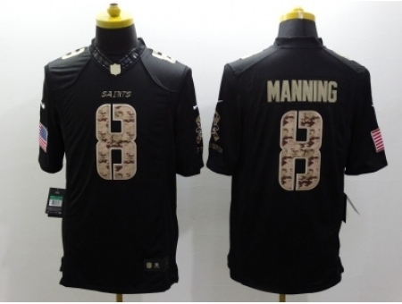 Nike New Orleans Saints 8 manning Black Limited Salute to Service NFL Jersey