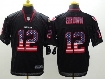 Nike Arizona Cardicals 12 brown Black Elite USA Flag Fashion NFL Jersey