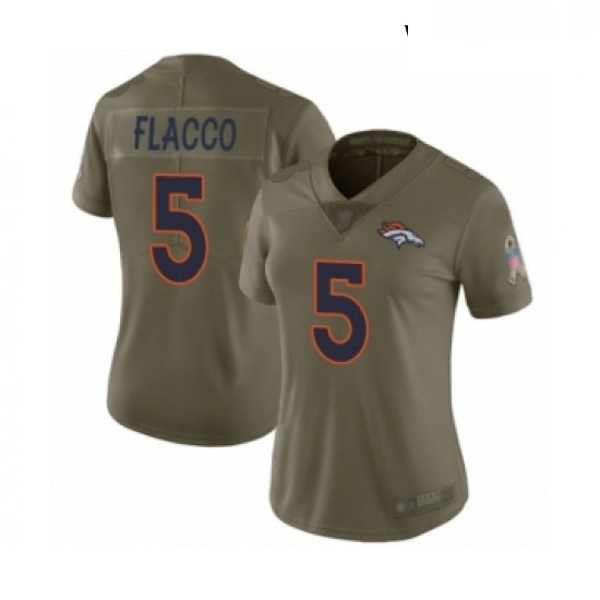 Womens Denver Broncos 5 Joe Flacco Limited Olive 2017 Salute to 